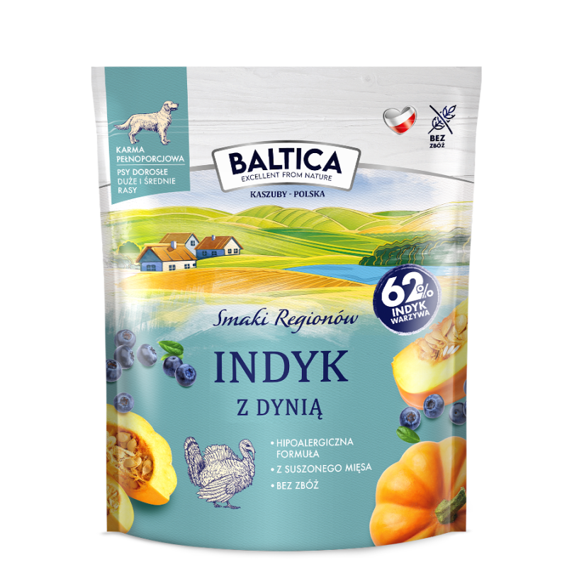 Indyk z dynią 1kg M/L dla psów ras średnich i dużych - Baltica