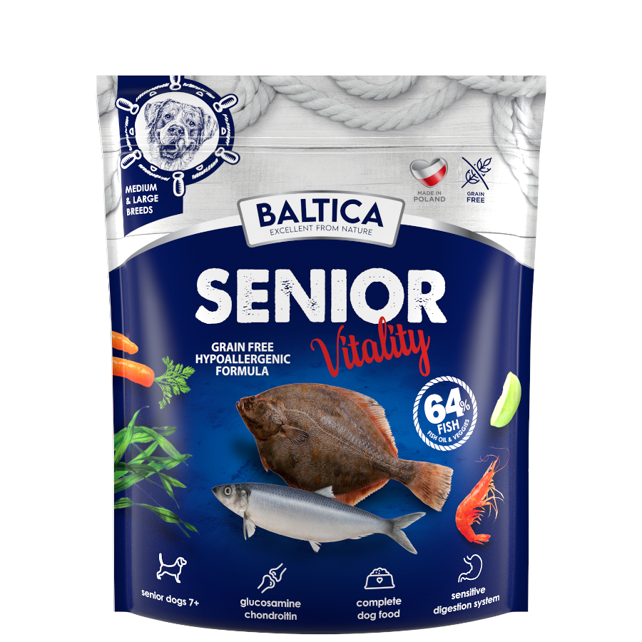 Karma dla seniora Senior Vitality L 1kg - duże rasy - Baltica